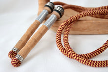 Load image into Gallery viewer, Vintage Handle Skipping Rope (Burgundy/Gold Rope)