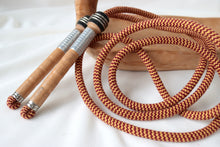Load image into Gallery viewer, Vintage Handle Skipping Rope (Burgundy/Gold Rope)