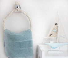 Load image into Gallery viewer, Our rope hand-towel holders made from cotton rope suitable for chrome, brass, copper, satin nickel, gun metal bathroom