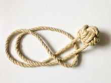 Load image into Gallery viewer, Natural Flax Rope Monkey-Fist Curtain Tiebacks
