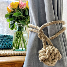 Load image into Gallery viewer, Poly Hemp Rope Monkey-Fist Curtain Tiebacks