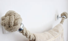 Load image into Gallery viewer, Rope Towel Rail, Rope Towel Holder, Nautical Bathroom, Coastal Bathroom, Rope decor, Rope bathroom, copper bathroom, chrome bathroom, brass bathroom, gun metal bathroom, satin nickel bathroom