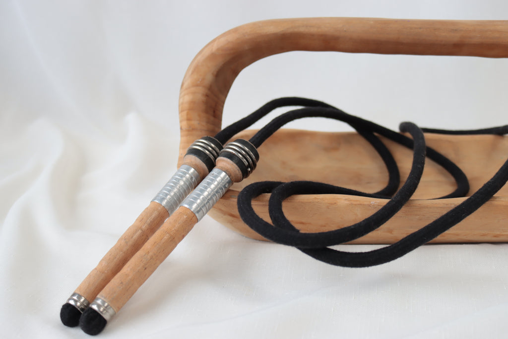 Vintage Handle Skipping Rope (Black Rope)