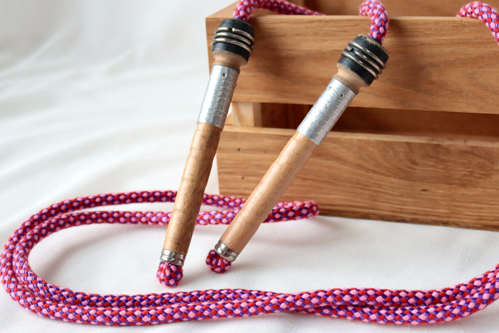 Vintage Handle Skipping Rope (Pink Harlequin)