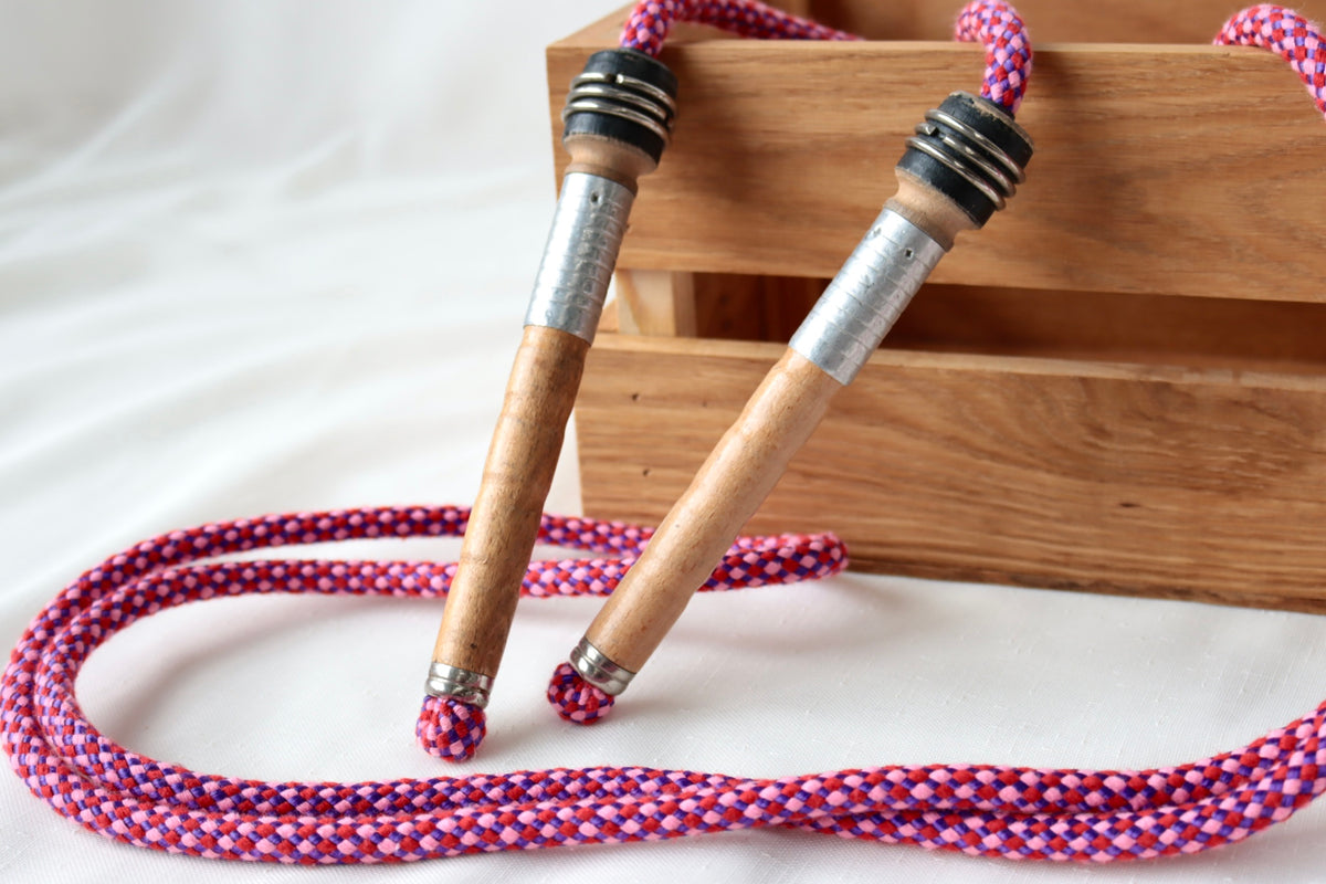 Vintage Handle Skipping Rope (Pink Harlequin)