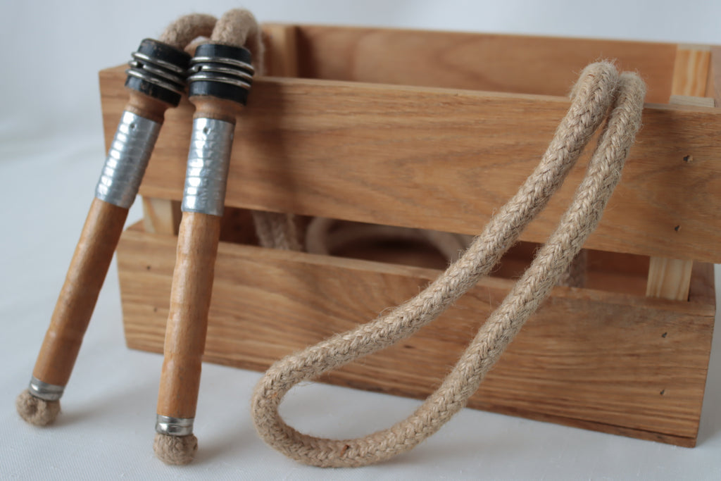 Vintage Handle Skipping Rope (Natural Jute Rope)