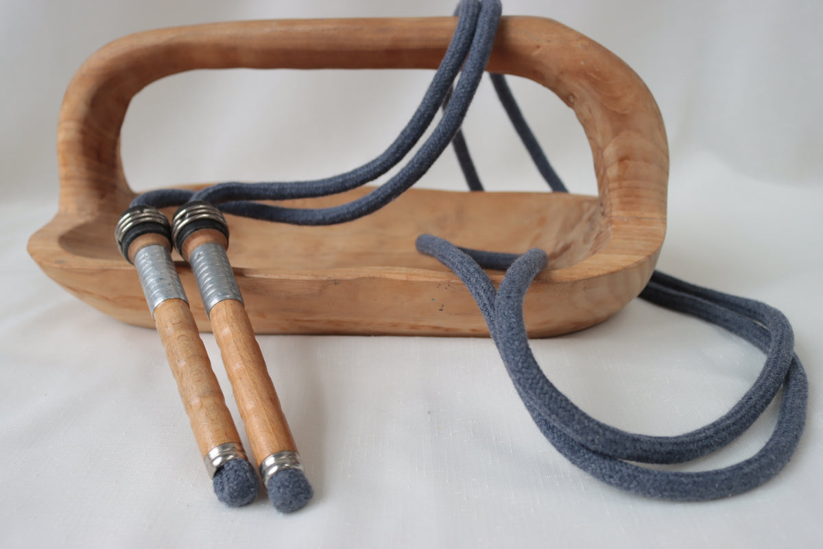 Vintage Handle Skipping Rope (Denim Blue Rope)