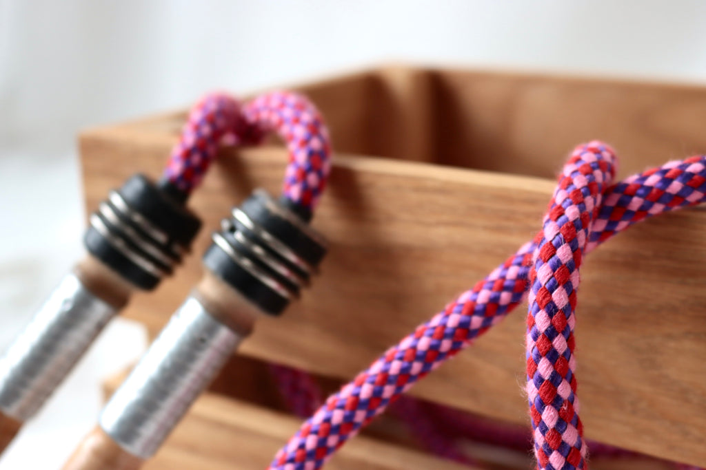 Vintage Handle Skipping Rope (Pink Harlequin)