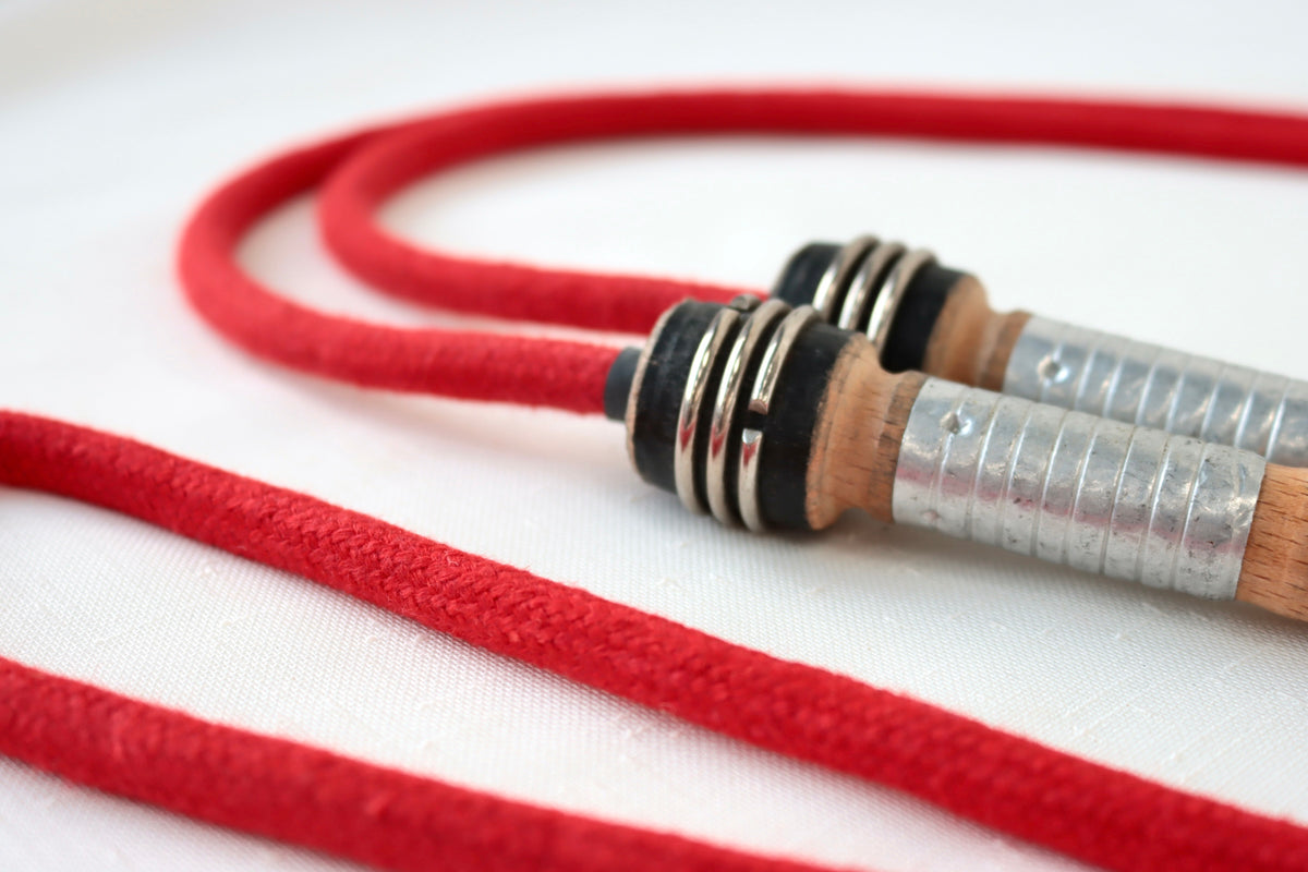 Vintage Handle Skipping Rope (Red Rope)