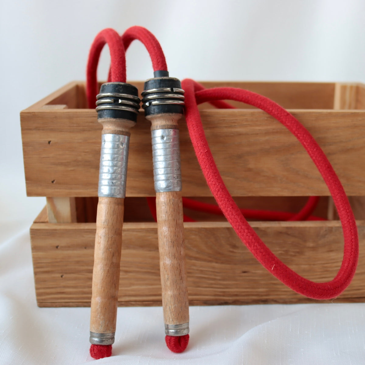 Vintage Handle Skipping Rope (Red Rope)