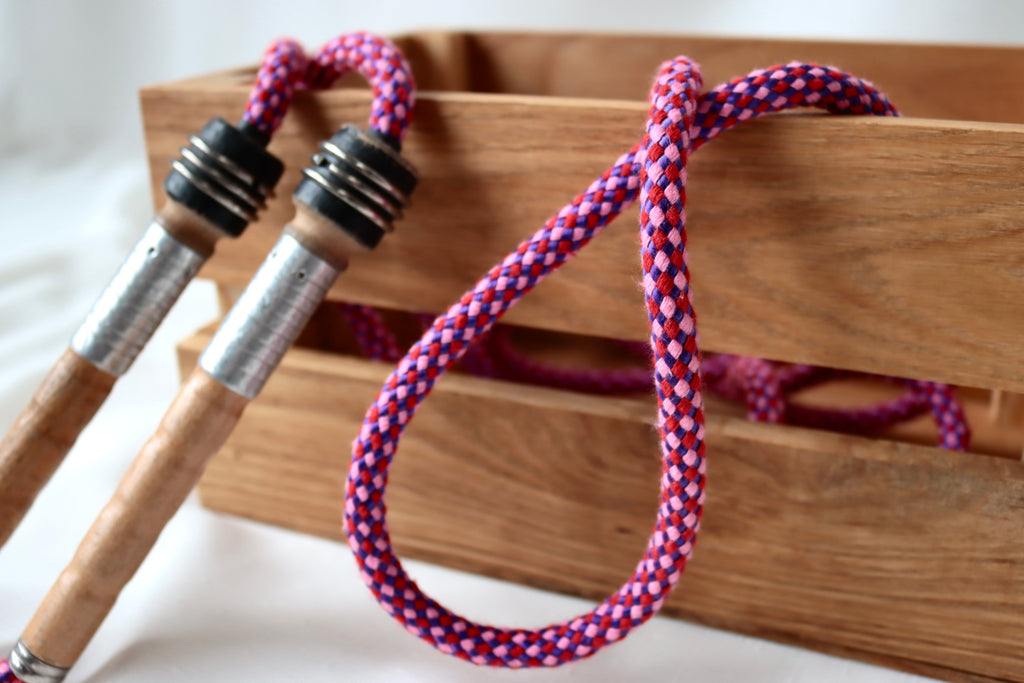 Vintage Handle Skipping Rope (Pink Harlequin)