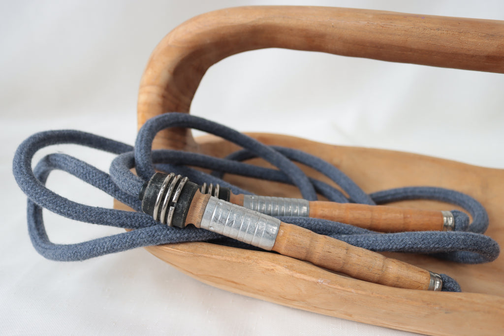 Vintage Handle Skipping Rope (Denim Blue Rope)