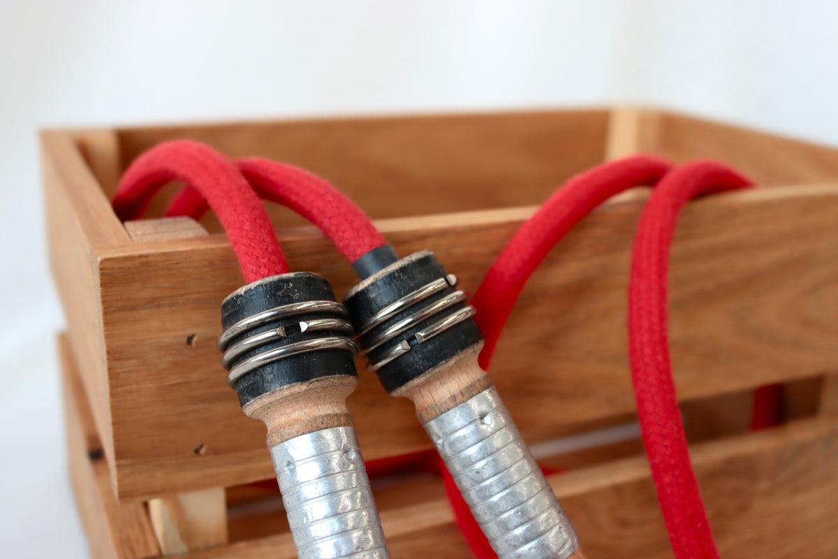 Vintage Handle Skipping Rope (Red Rope)