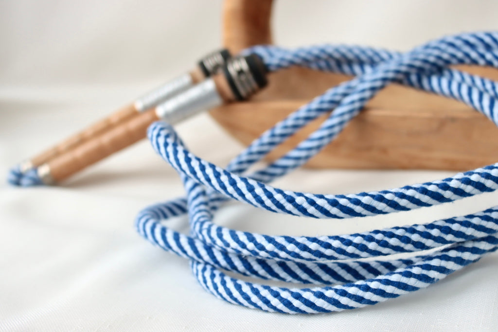 Vintage Handle Skipping Rope (Blue Spiral)