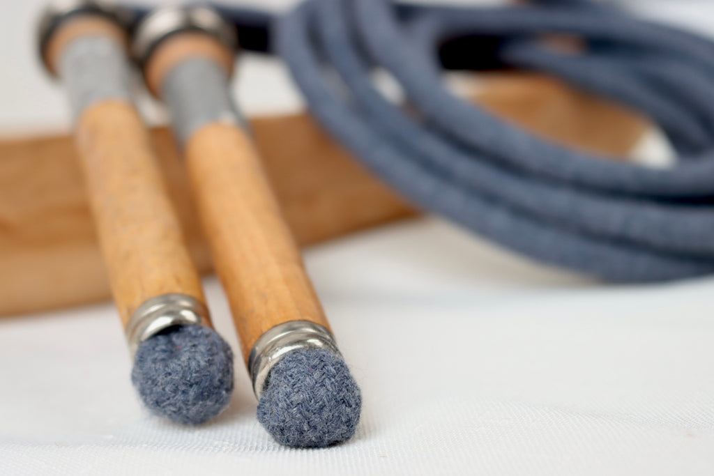 Vintage Handle Skipping Rope (Denim Blue Rope)
