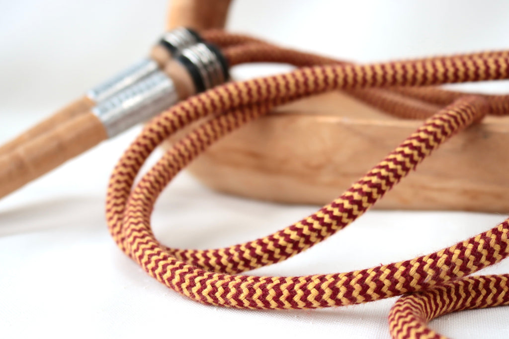 Vintage Handle Skipping Rope (Burgundy/Gold Rope)