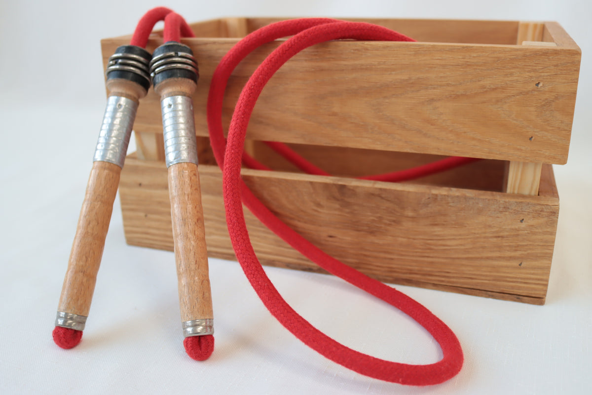 Vintage Handle Skipping Rope (Red Rope)
