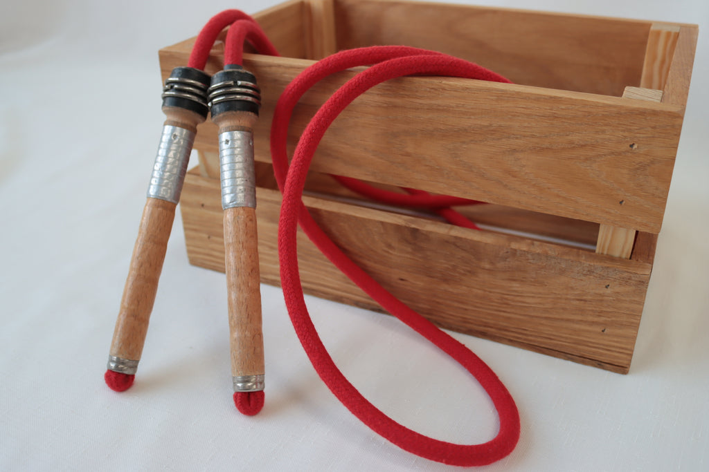 Vintage Handle Skipping Rope (Red Rope)