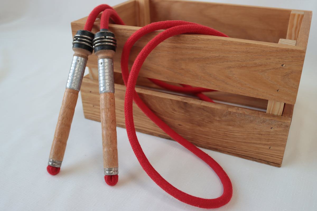 Vintage Handle Skipping Rope (Red Rope)