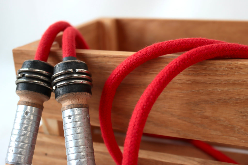 Vintage Handle Skipping Rope (Red Rope)