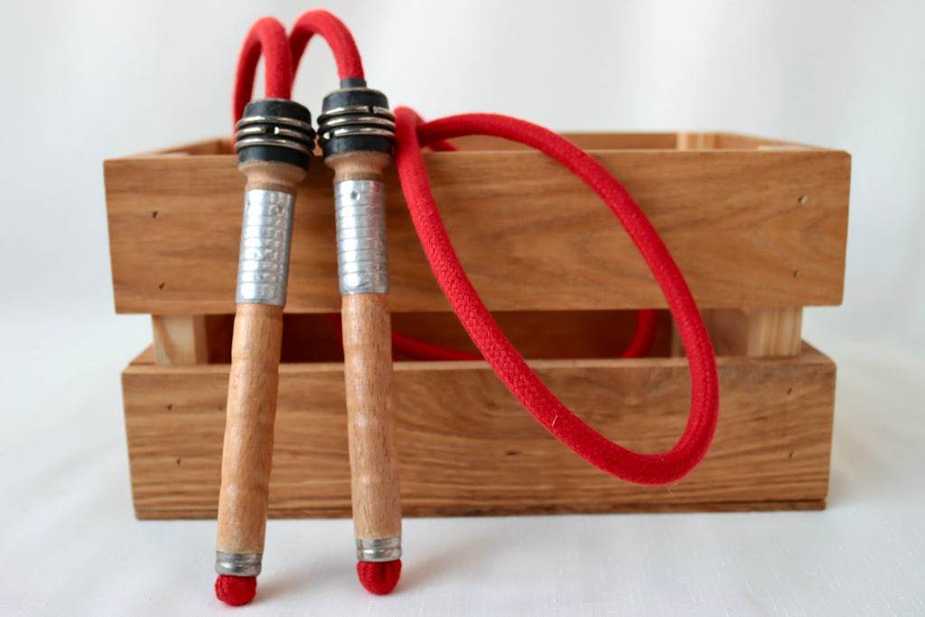Vintage Handle Skipping Rope (Red Rope)