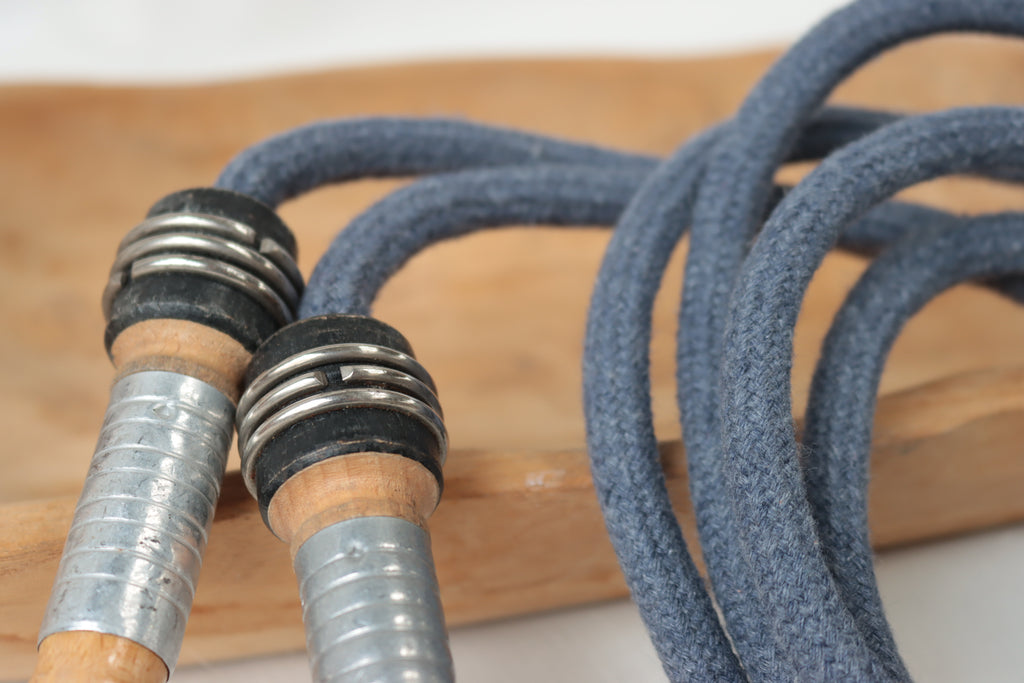 Vintage Handle Skipping Rope (Denim Blue Rope)