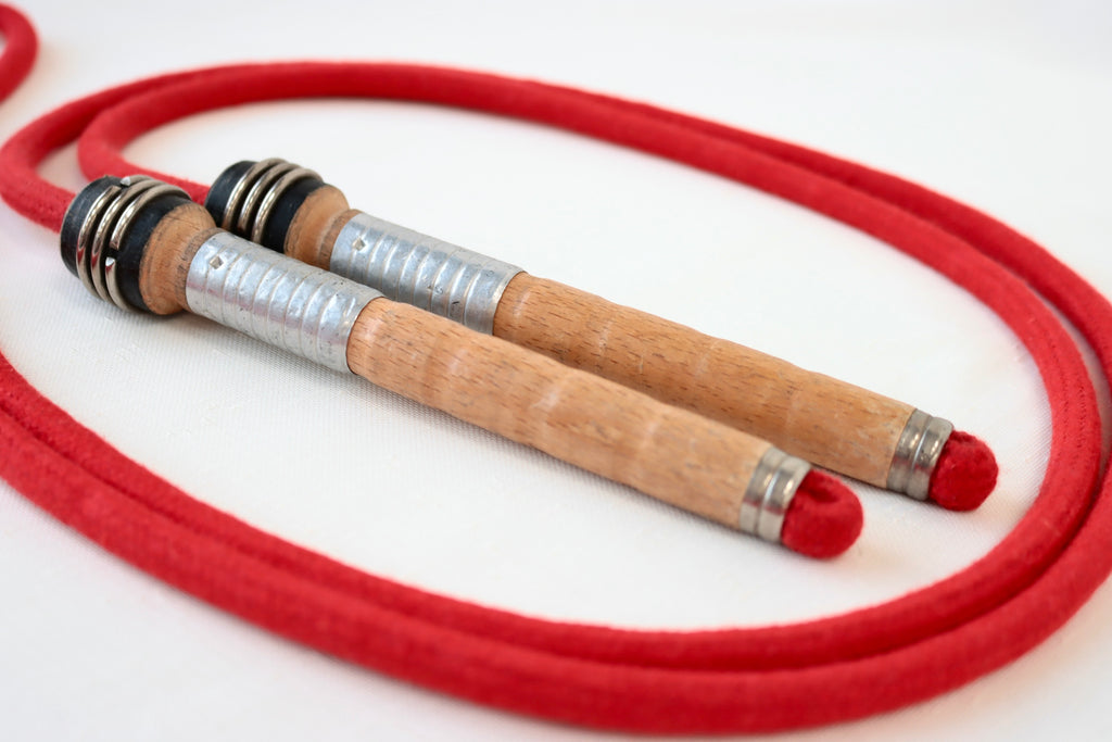 Vintage Handle Skipping Rope (Red Rope)