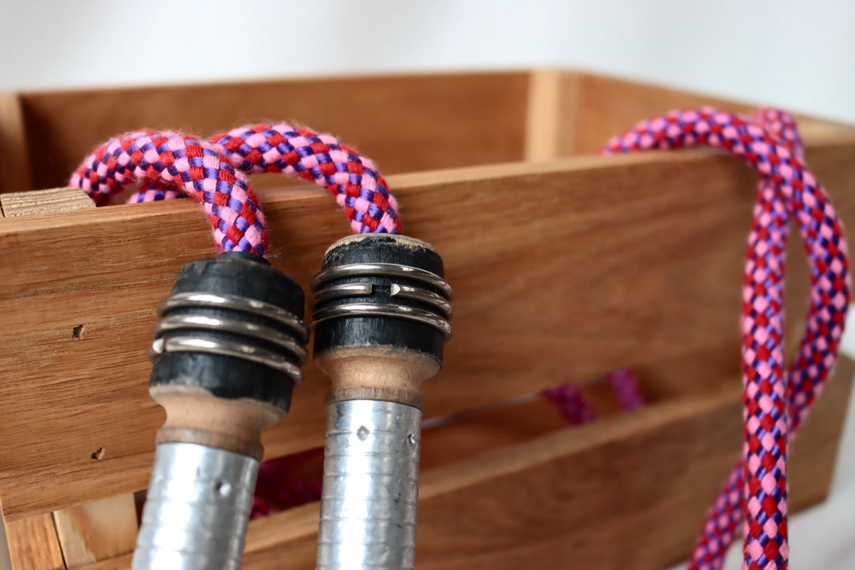 Vintage Handle Skipping Rope (Pink Harlequin)