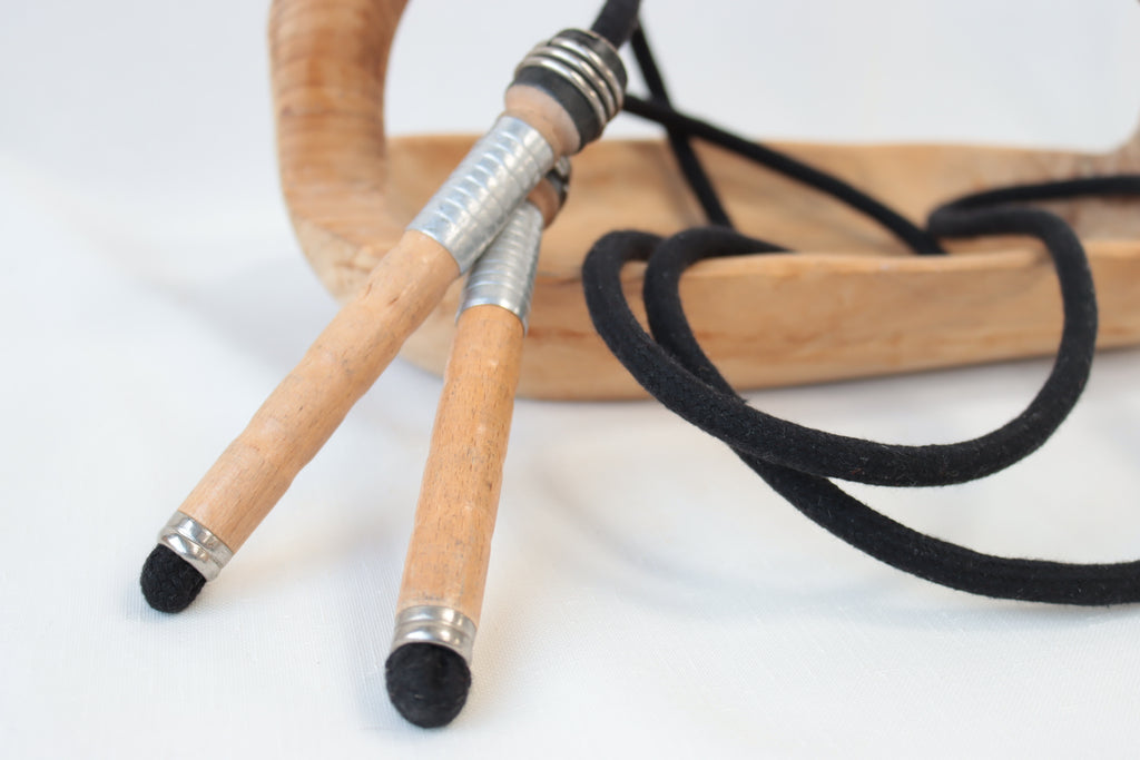 Vintage Handle Skipping Rope (Black Rope)