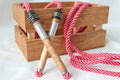 Vintage Handle Skipping Rope (Pink/Red Spiral)