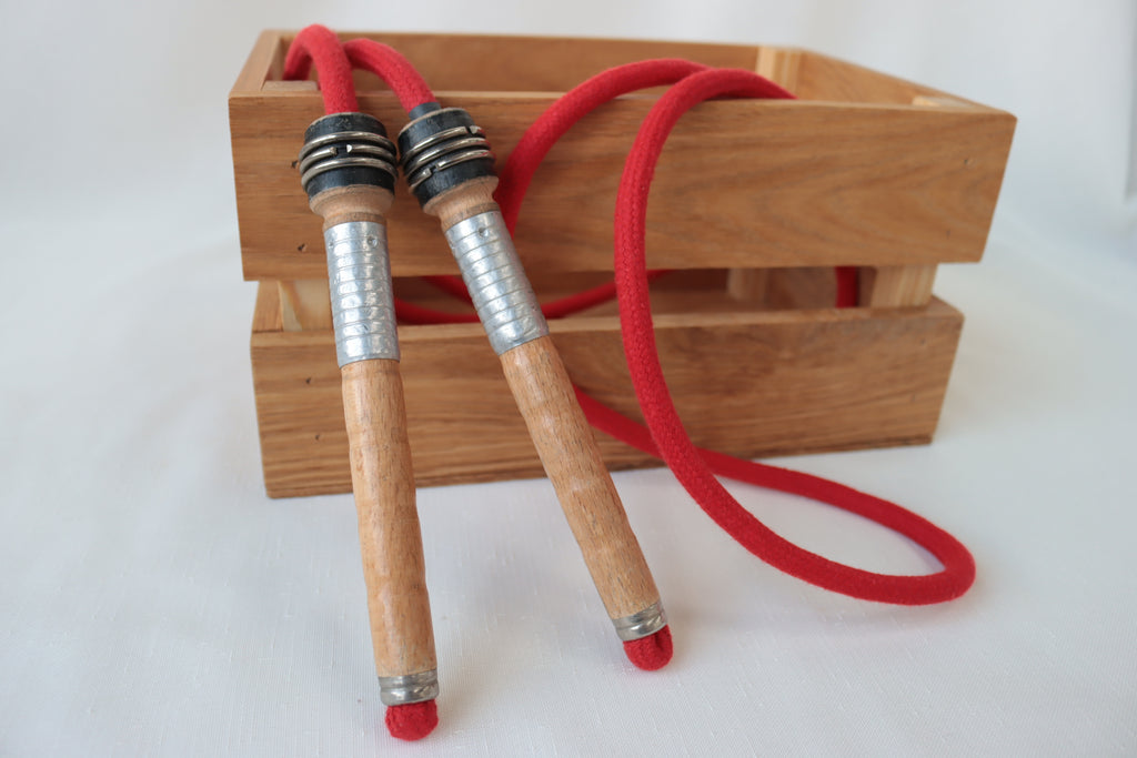 Vintage Handle Skipping Rope (Red Rope)