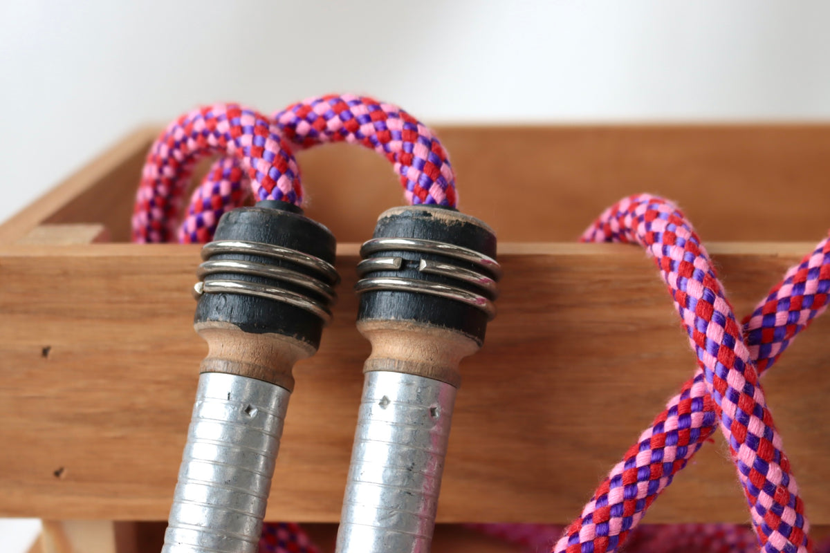Vintage Handle Skipping Rope (Pink Harlequin)