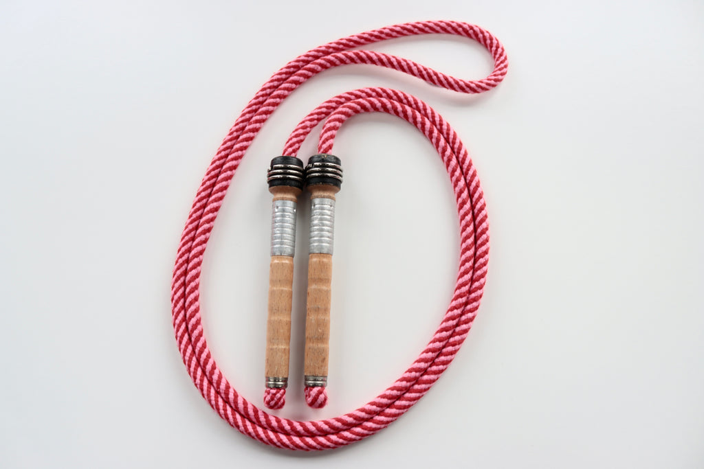 Vintage Handle Skipping Rope (Pink/Red Spiral)