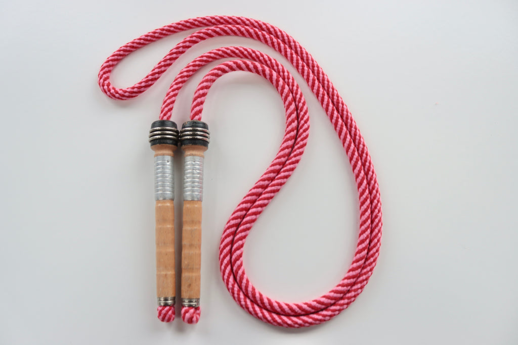 Vintage Handle Skipping Rope (Pink/Red Spiral)