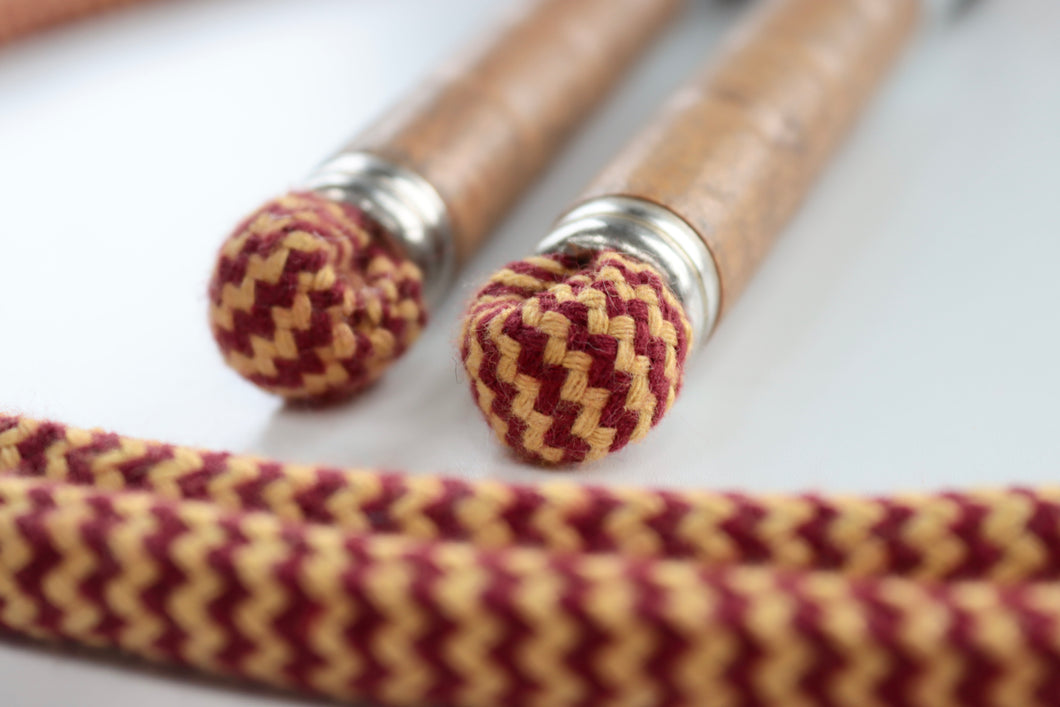 Vintage Handle Skipping Rope (Burgundy/Gold Rope)