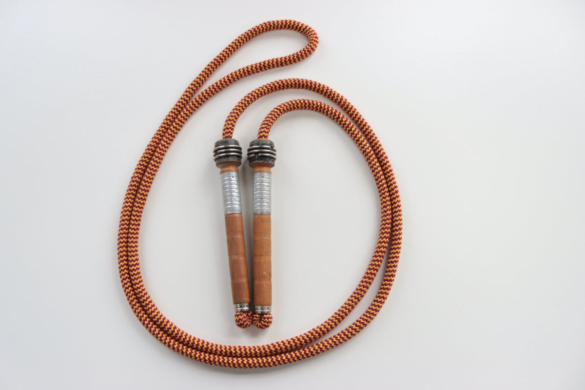 Vintage Handle Skipping Rope (Burgundy/Gold Rope)