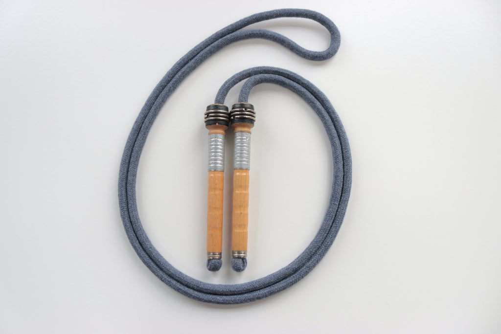Vintage Handle Skipping Rope (Denim Blue Rope)