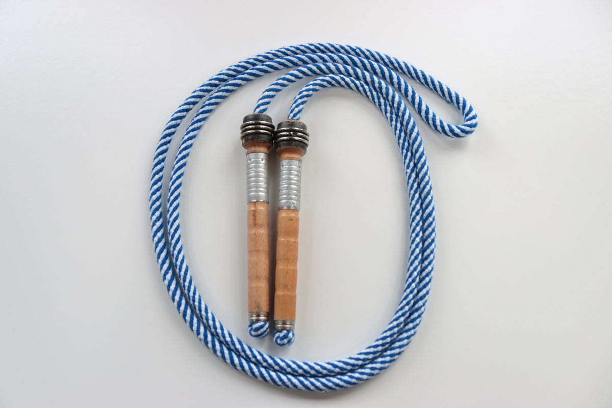 Vintage Handle Skipping Rope (Blue Spiral)