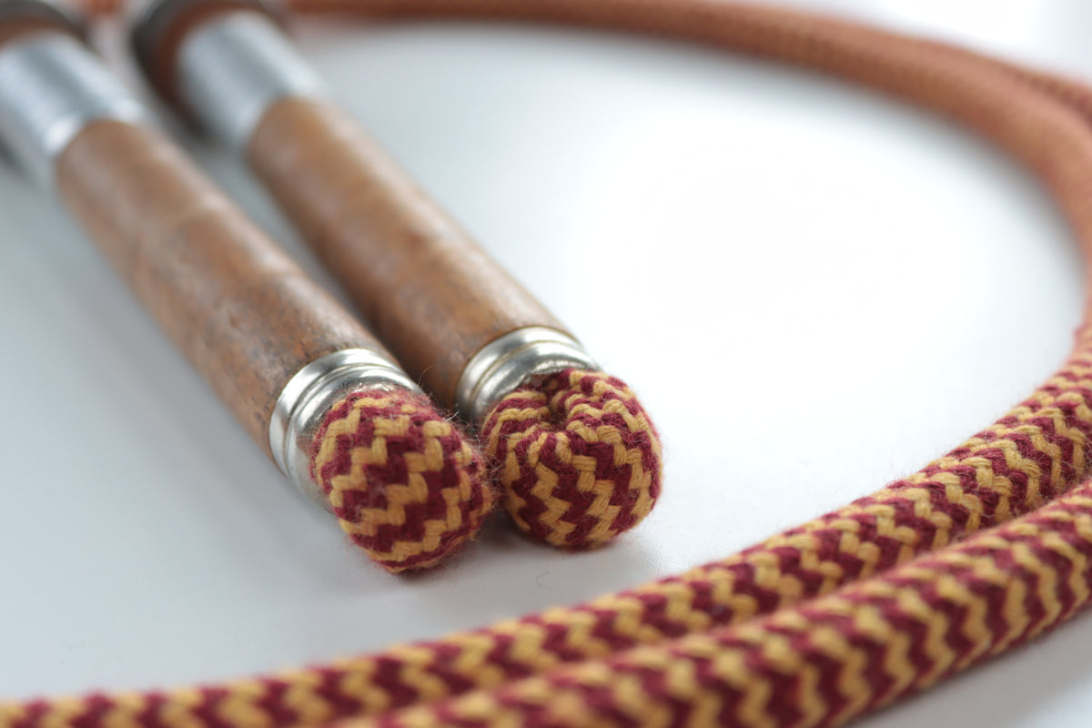 Vintage Handle Skipping Rope (Burgundy/Gold Rope)