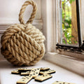 natural rope door stop made from flax hemp yarn, hand made in the UK, door stop, doorstop, natural fibre