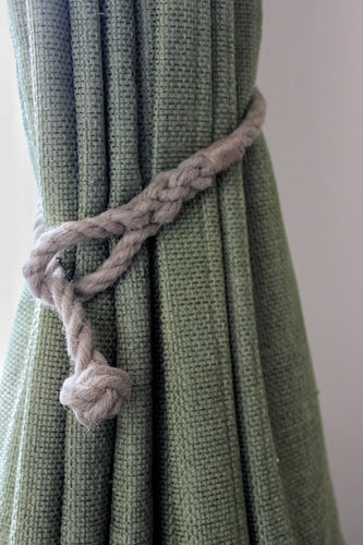Eye Splice natural flax rope curtain tie backs