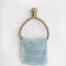 Load image into Gallery viewer, Our rope hand-towel holders made from Flax rope suitable for chrome, brass, copper, satin nickel, gun metal bathroom
