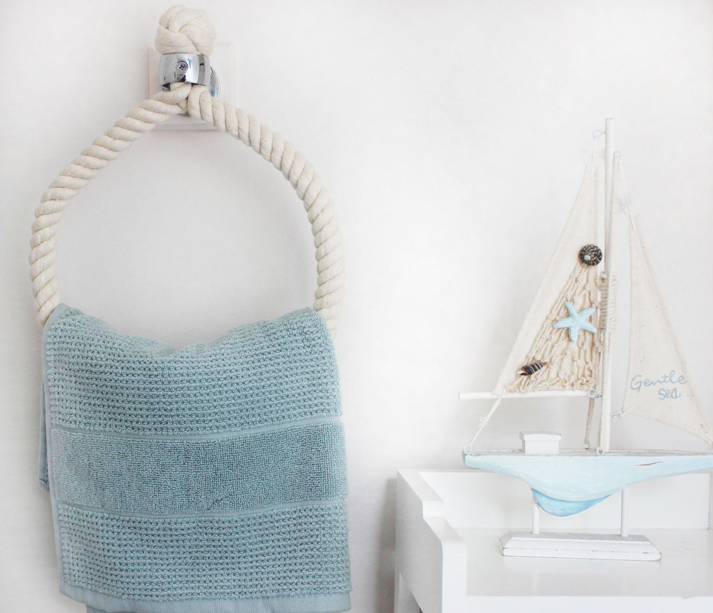 Our rope hand-towel holders made from cotton rope suitable for chrome, brass, copper, satin nickel, gun metal bathroom