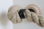 natural bannister rope end knot with black brackets
