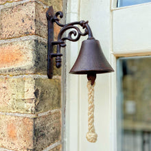 Load image into Gallery viewer, Cast Iron Bell, with Natural Flax bell-pull
