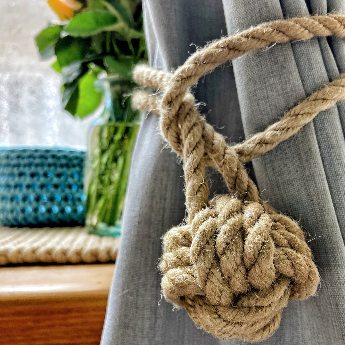 Poly Hemp Rope Monkey-Fist Curtain Tiebacks