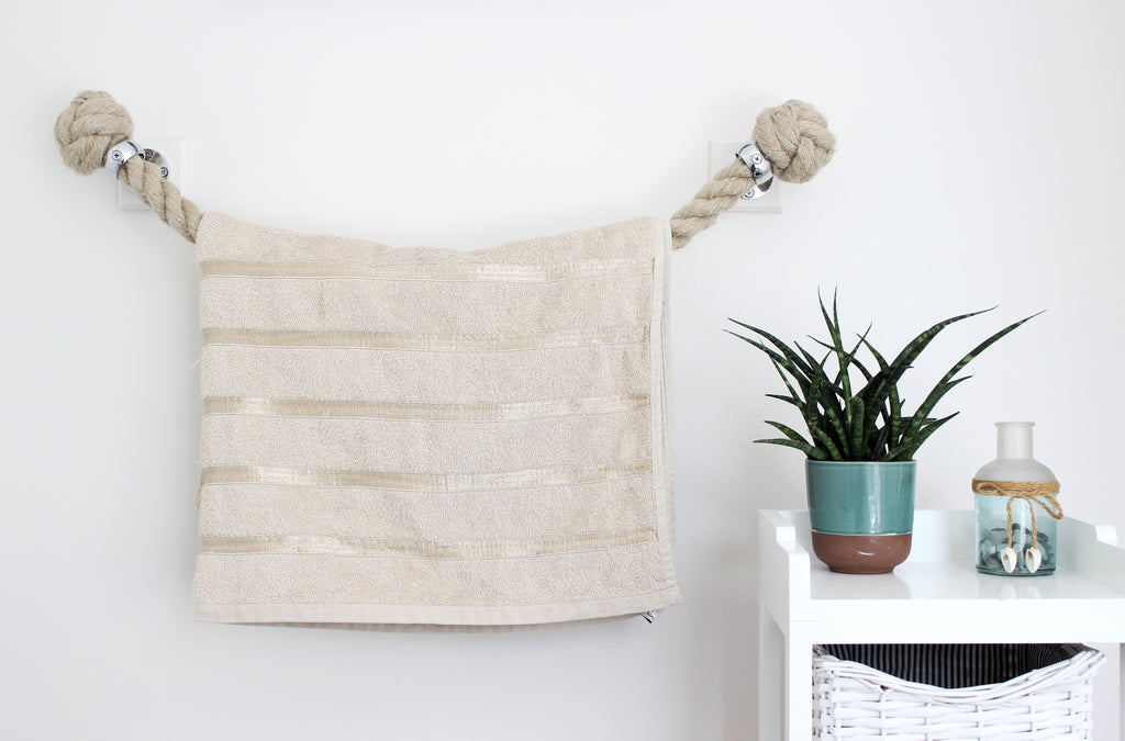 Rope Towel Rail, Rope Towel Holder, Nautical Bathroom, Coastal Bathroom, Rope decor, Rope bathroom, copper bathroom, chrome bathroom, brass bathroom, gun metal bathroom, satin nickel bathroom