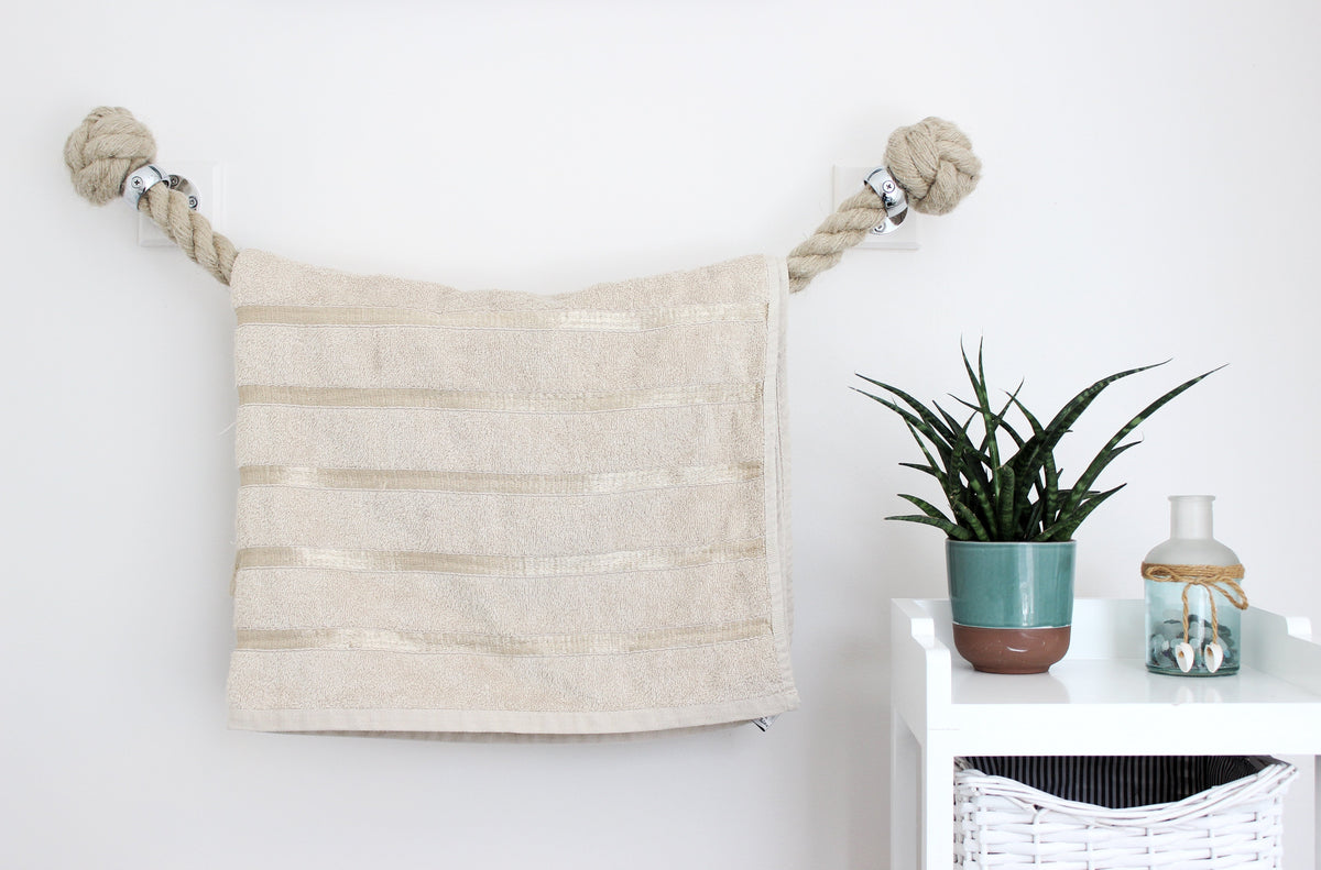 Rope Towel Rail, Rope Towel Holder, Nautical Bathroom, Coastal Bathroom, Rope decor, Rope bathroom, copper bathroom, chrome bathroom, brass bathroom, gun metal bathroom, satin nickel bathroom